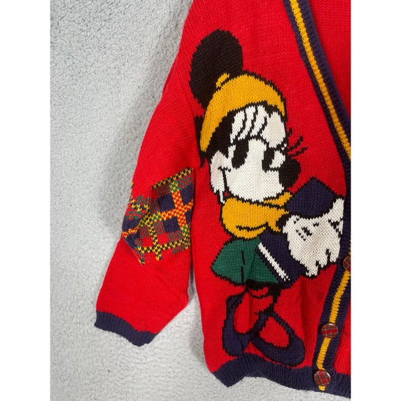 Vintage Mickey & Co Youth Cardigan Front Button Knit Sweater Mickey And Minnie - Picture 10 of 13